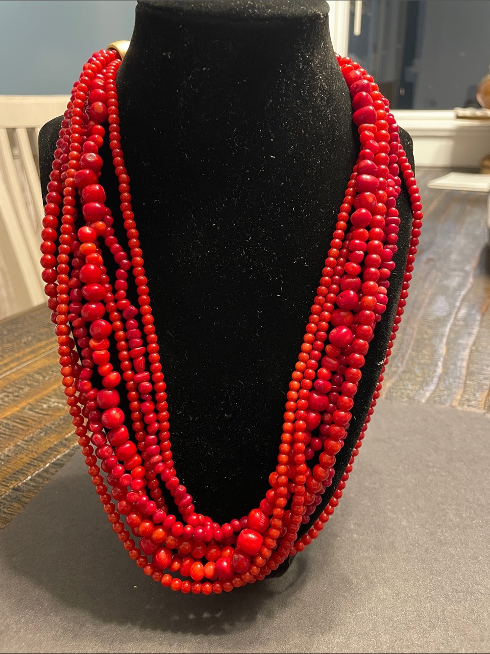 Red Multi-Strand Beaded Necklace - Women Jewelry